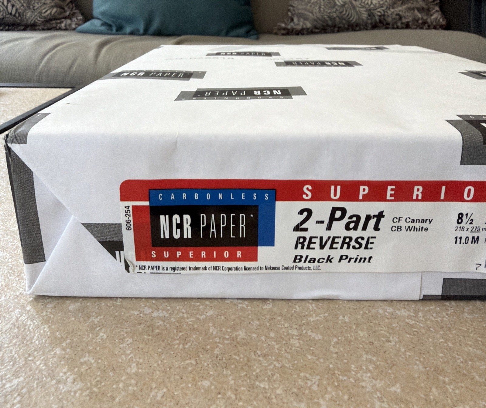 250 Sets NCR Paper 5887 Collated 2 Part White Canary 8.5 x 11 Carbonless Sheets