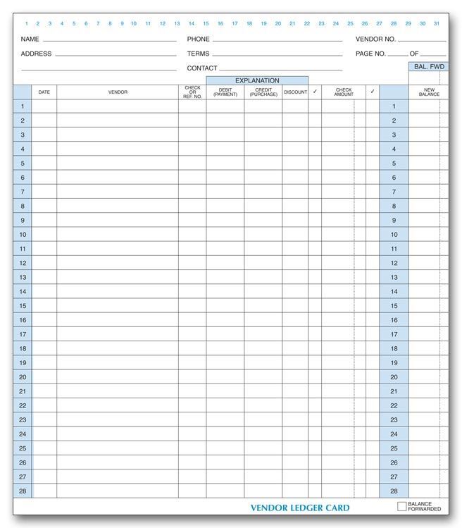 L483 Accounts Payable Vendor Ledger 9 1/2 x 11″ QTY 25