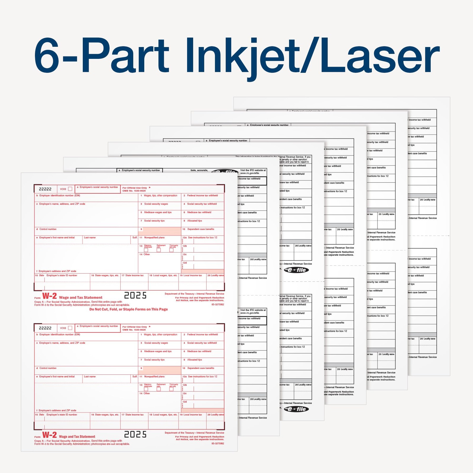 Adams W-2 Forms 2025, 6-Part Kit for 50 Recipients, Includes 6 W-3 Forms,…