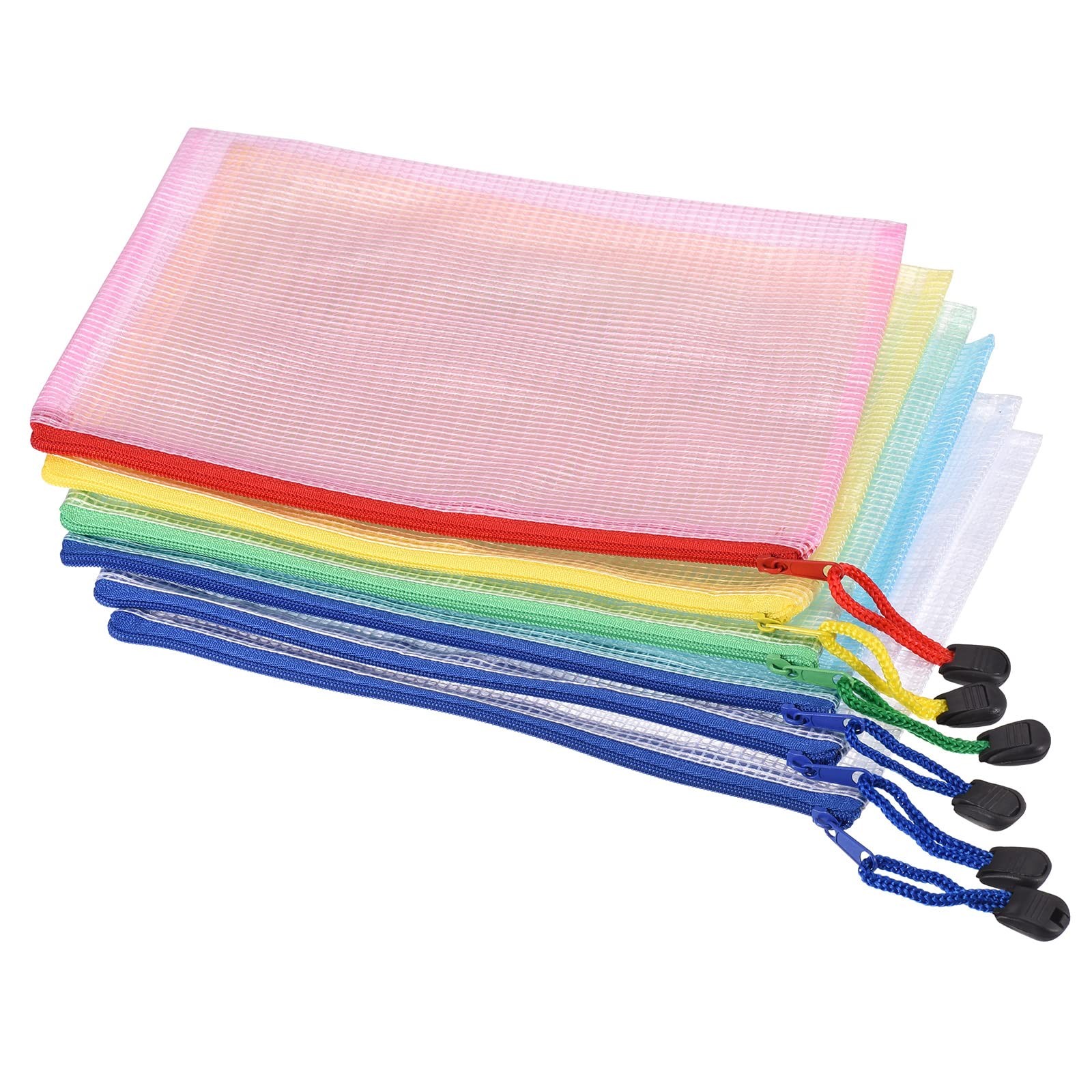 MECCANIXITY Mesh Zipper Bags, B6 Size Paper Document File Bill Multicolored
