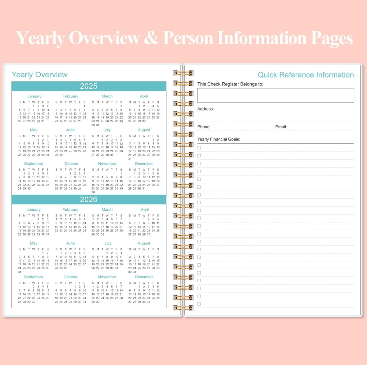 Check Register Checkbook Expense Ledger Book Personal and Small Business Pink
