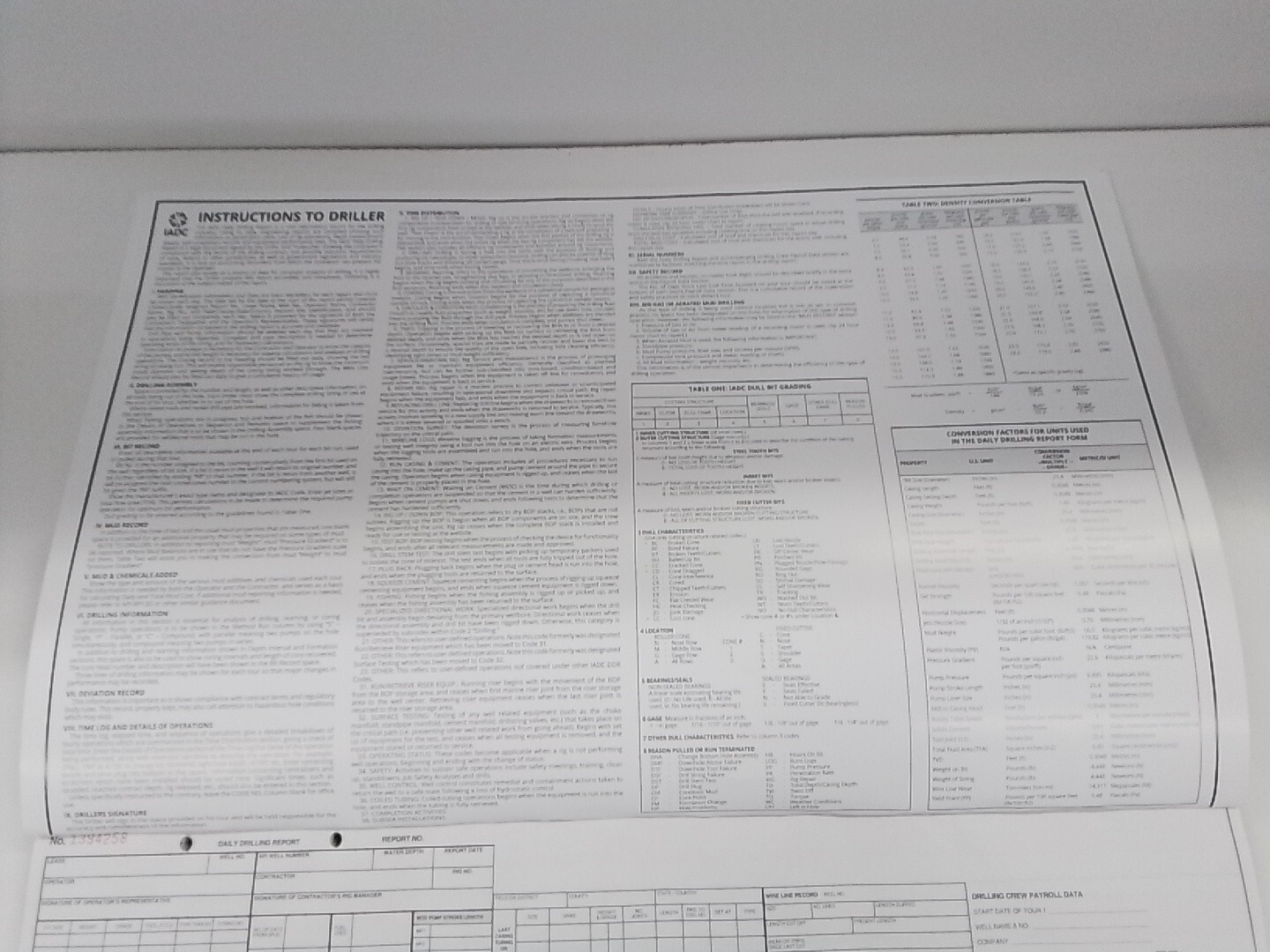 lot of 4 IADC Standard Daily Drilling Report DDR PLUS drill Oil Gas 2T6 English