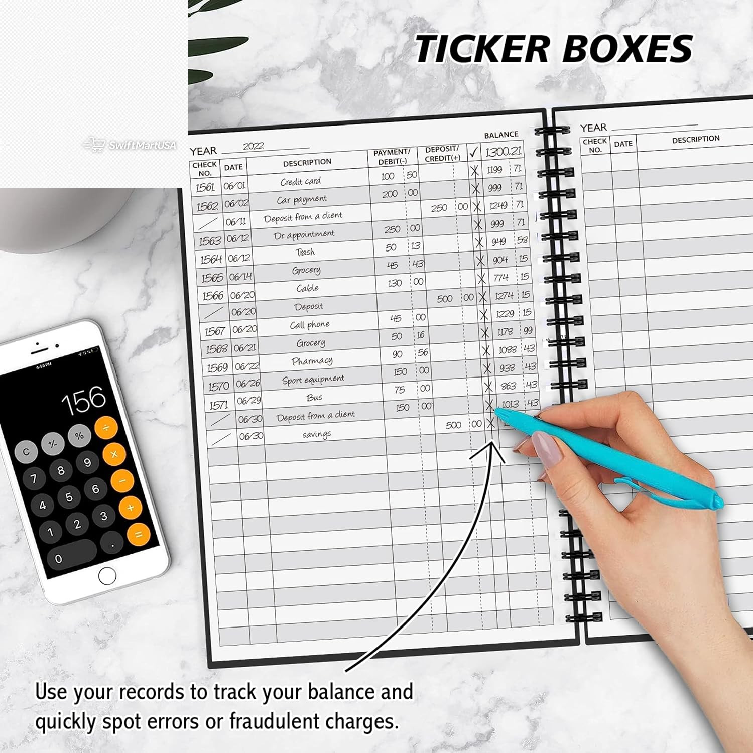 Accounting Ledger Book-A5 Check Register for Small Businesses5.8″ X 8.6″ (Black)