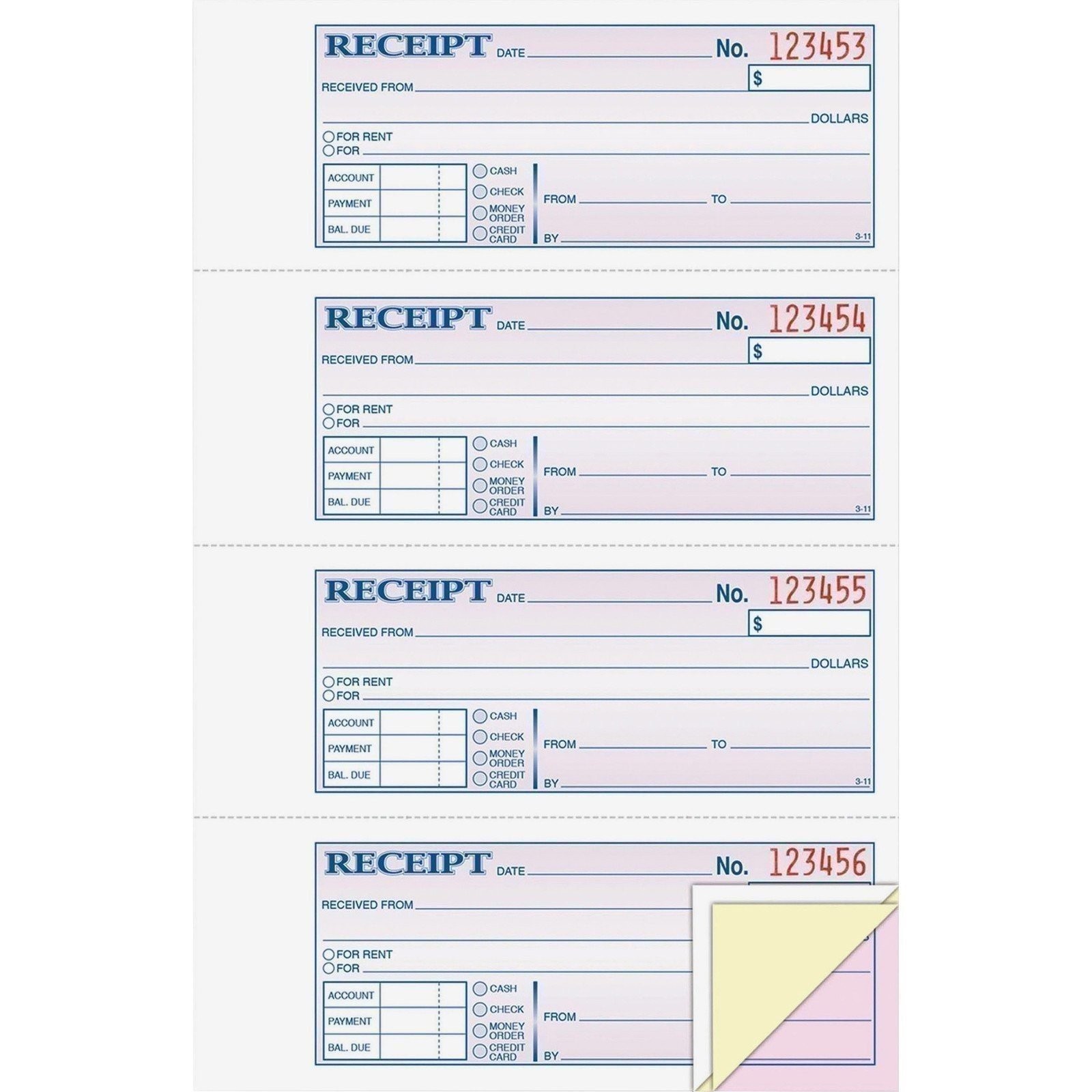Adams Money/Rent Receipt Record Book, 3-Part, Carbonless, 100 Sets per Book,…
