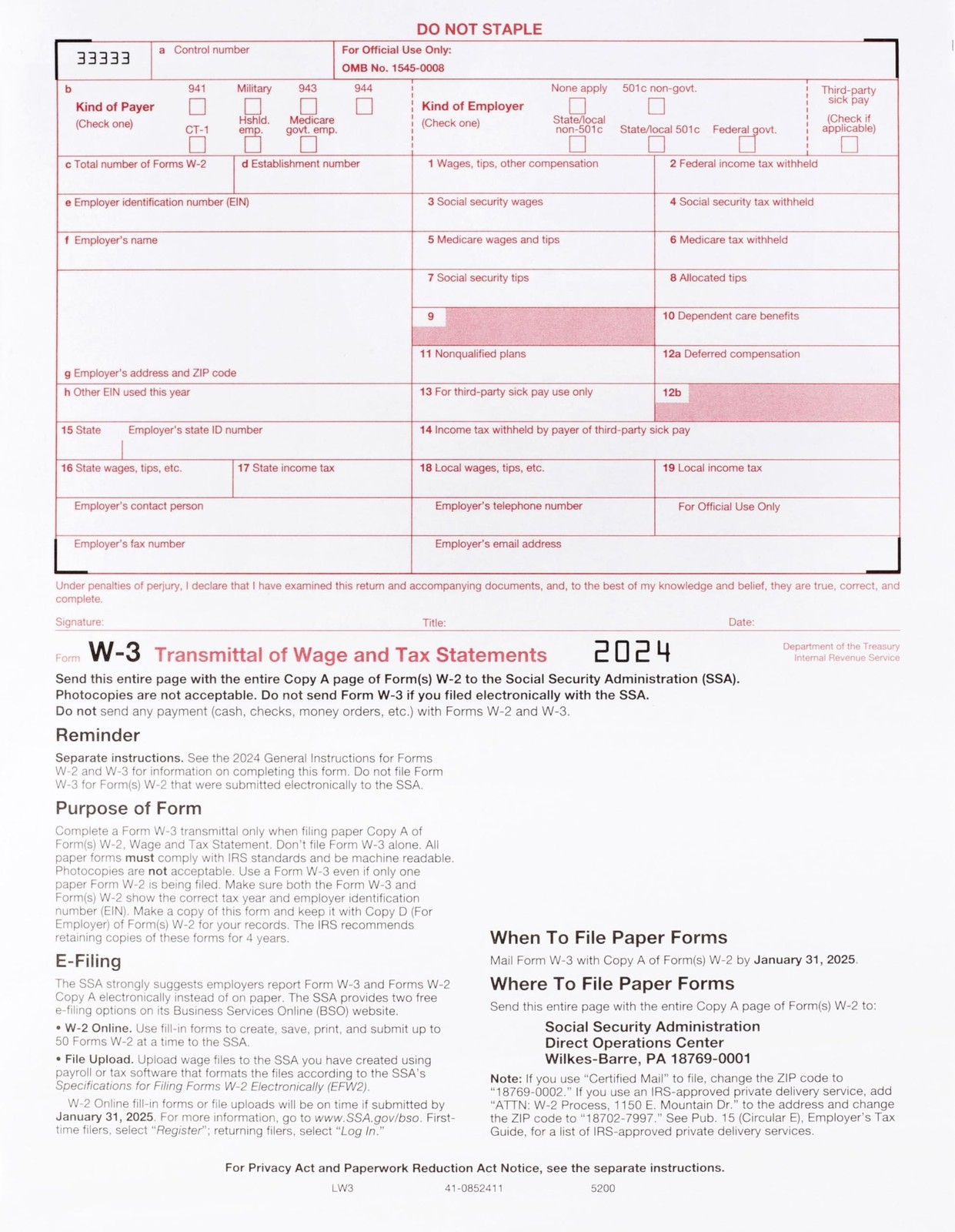 W2 Forms 2023, Complete Laser W-2 Tax Forms and W-3 Transmittal – Kit for 10 …