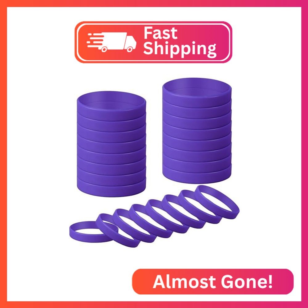 kymqlyw Silicone Bracelet, 24 Pcs Plain Wristband, Solid Color Rubber Band for S