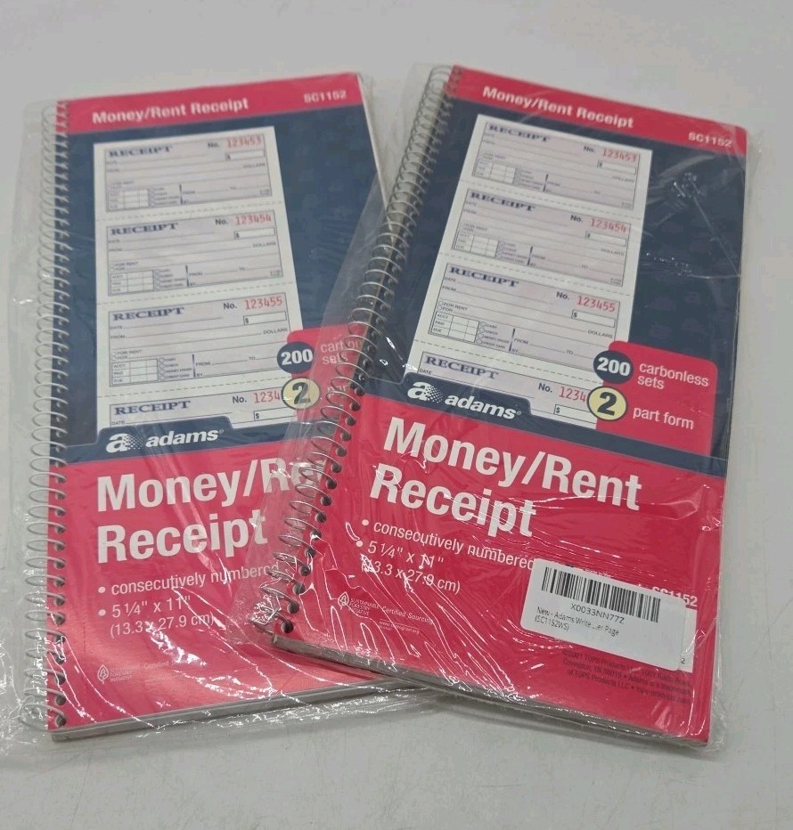 2 Count Adams SC1152 Carbonless Receipt Book, 5″ x 11″, 2-Part, 200 Sets
