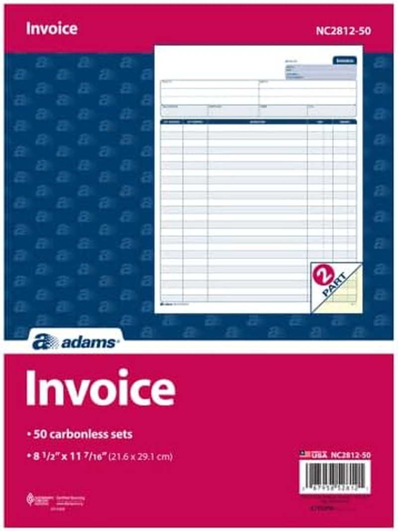 Invoice Sets, 2-Part Carbonless, 8-1/2″ X 11-7/16″, 50 Sets per Pack (NC2812-50)