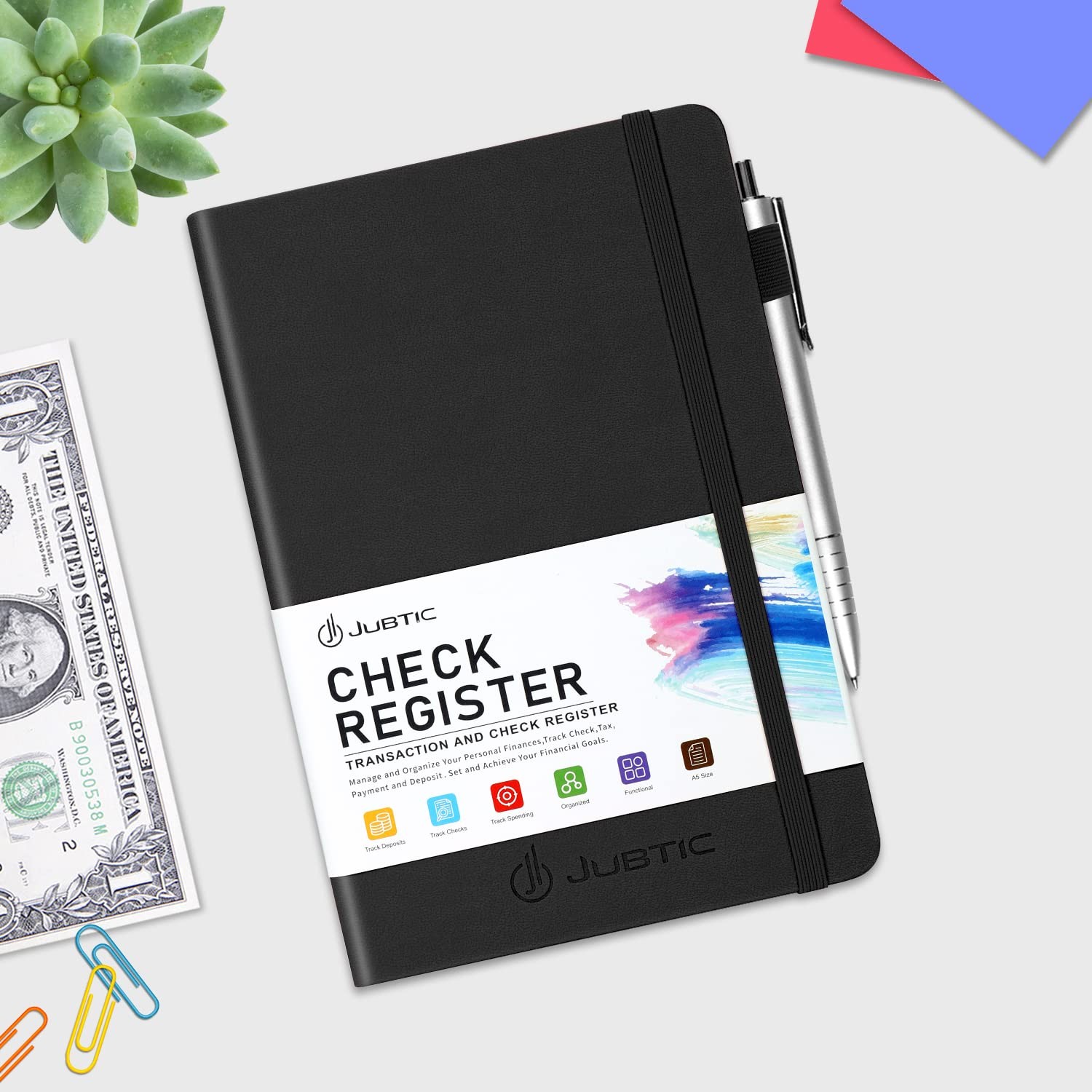Check Registers A5 Black Personal Checkbook Ledger Log Book for Small Business