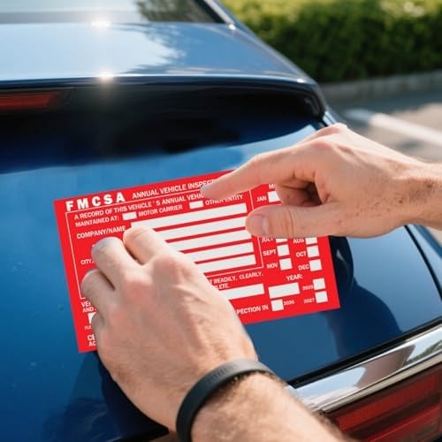 20-Pack Annual Vehicle Inspection Report Forms with Red FMCSA Aluminum Labels, 3