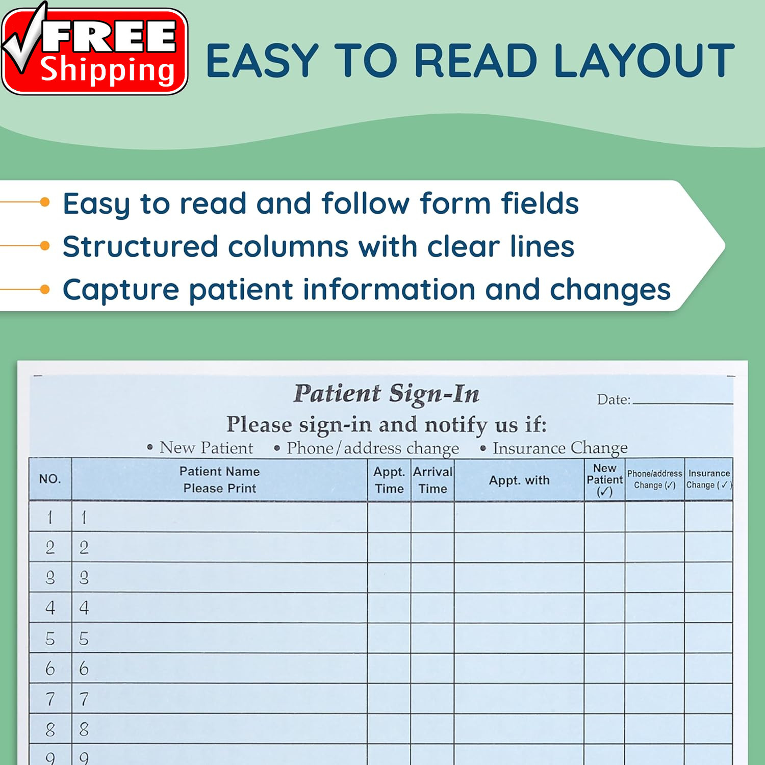 125 Patient Sign in Sheets, HIPAA Compliant, Peel off Adhesive Labels Carbonless