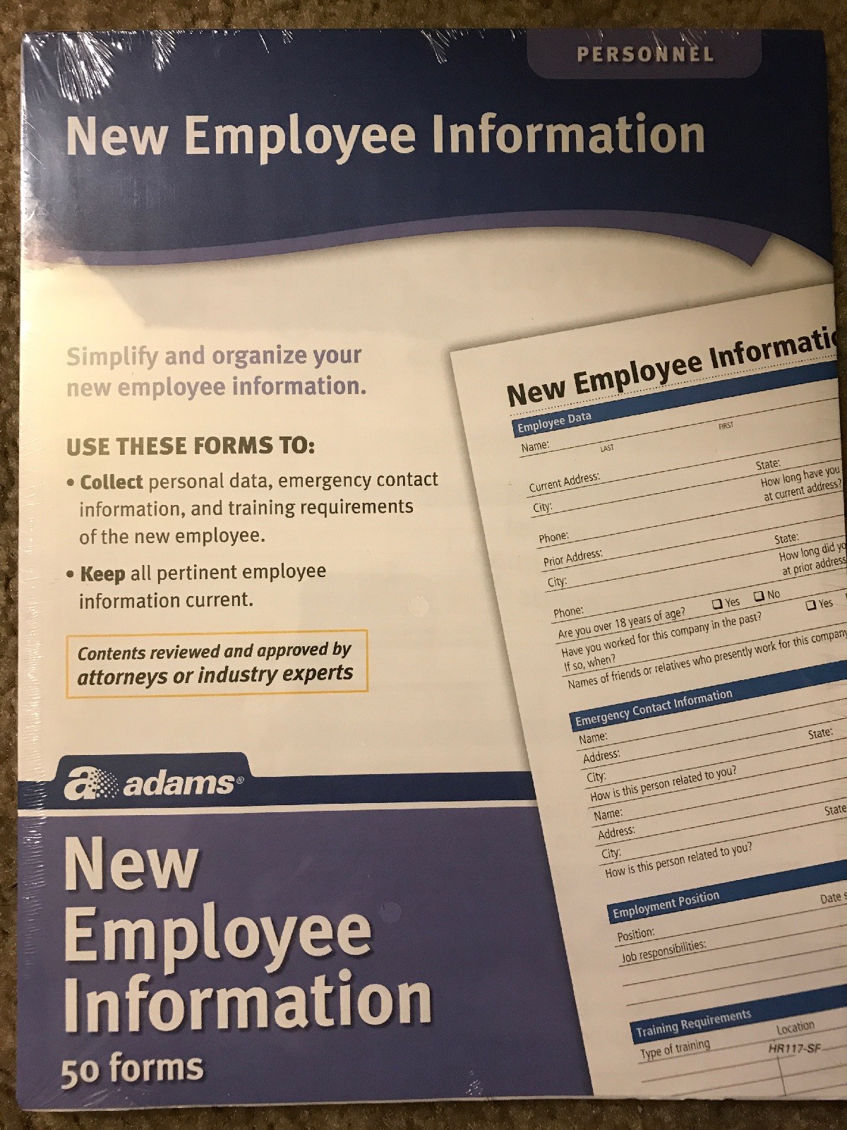 Adams New Employee Information Forms, 50 Forms, HR117