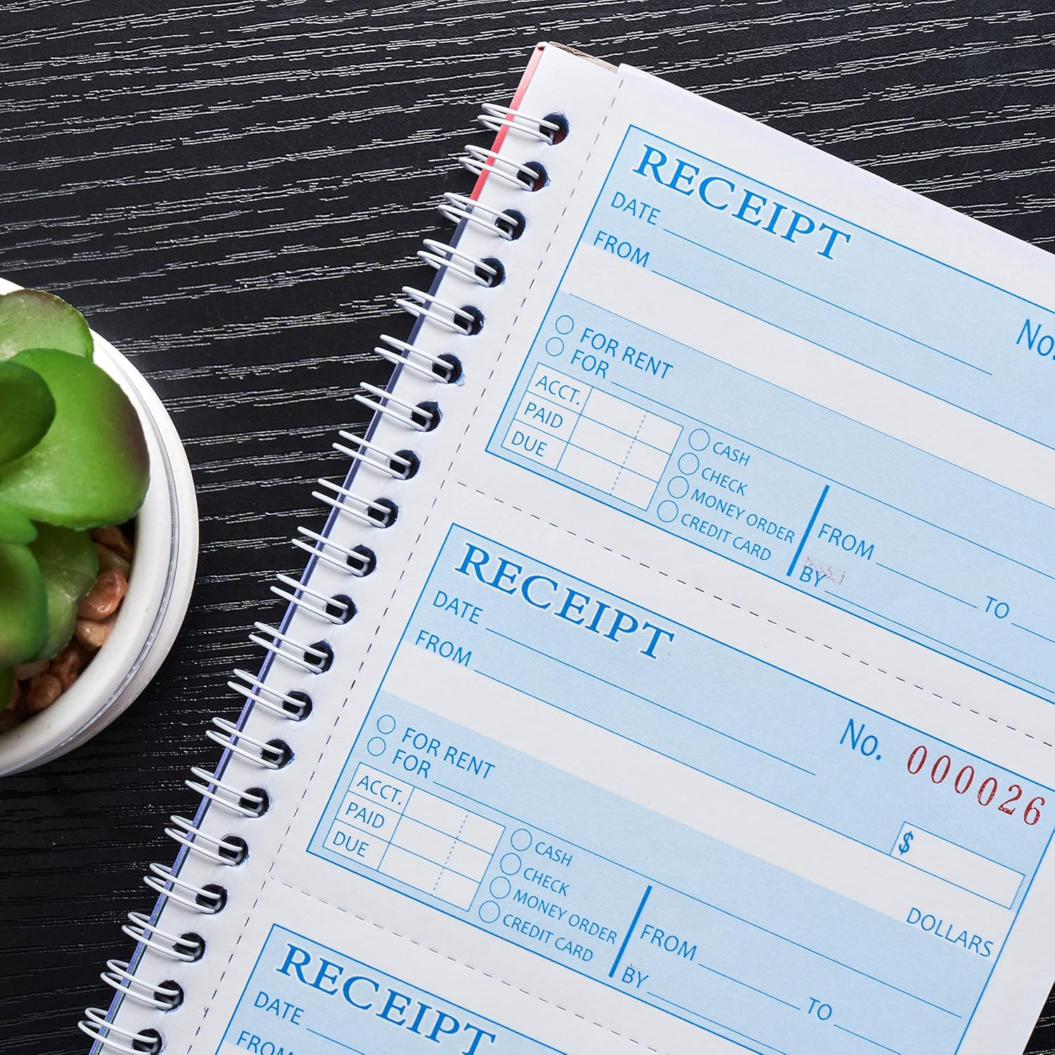Receipt Books with Carbon Copies,Money and Rent Receipt Book,3-Part Carbonless,5
