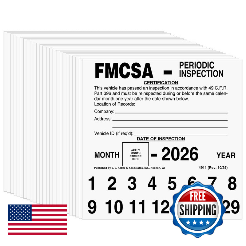J. J. Keller & Associates, Inc. Fmcsa Periodic Inspection Label 25-Pk. – 5 X 5