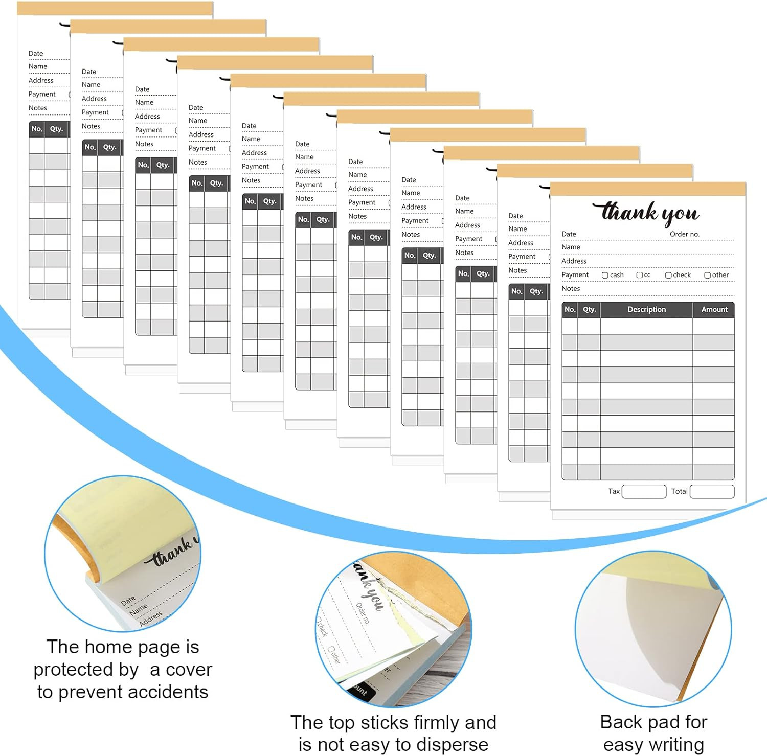 20 Pack Thank You Receipt Book, 2 Part Carbonless Sales Invoice Book, 3.5 X 5.5