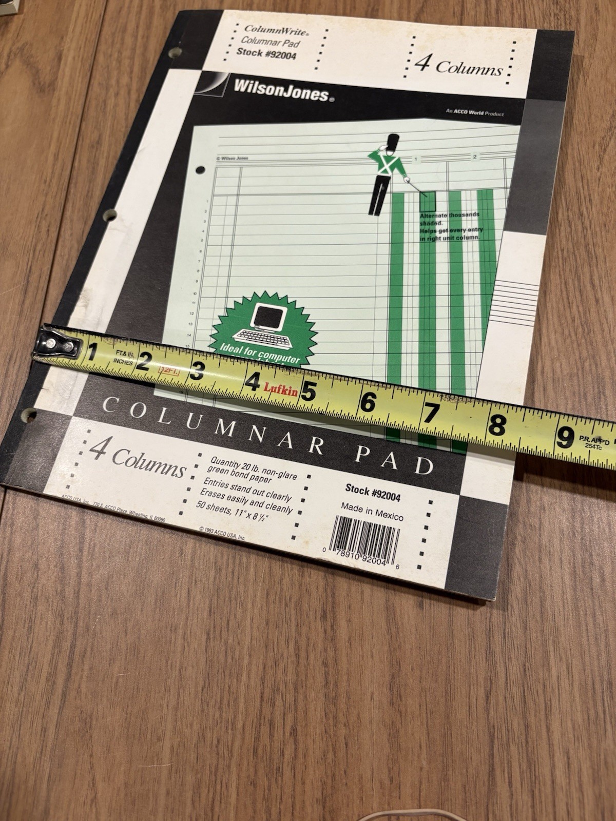 10 Wilson Jones 92004 Columnar Ledger Pads 4 Column Green 8.5×11 NOS