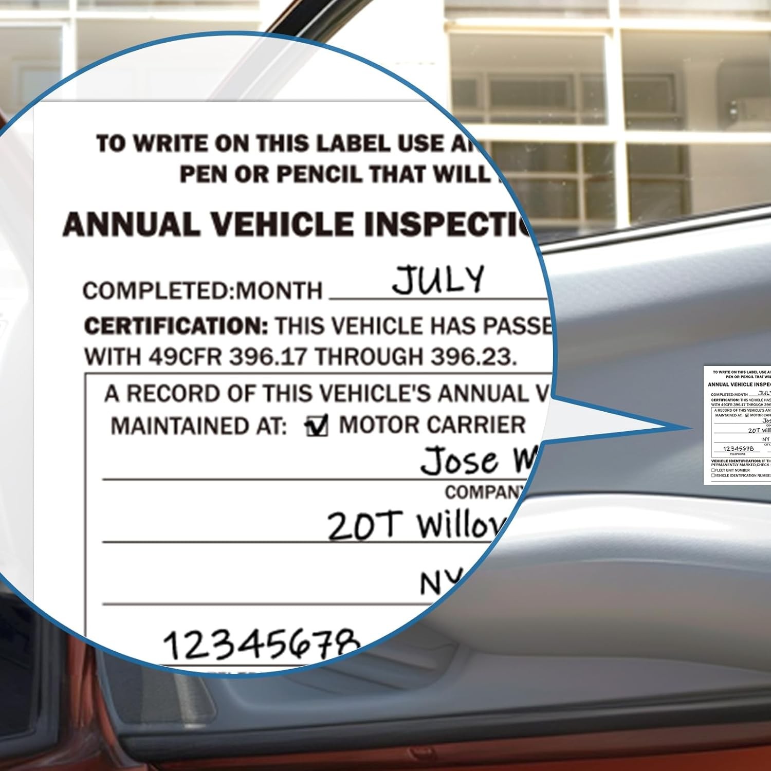 PUNCHMAN 30Pack DOT Annual Vehicle Inspection Form and Label
