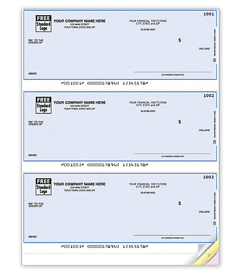Business Checks 3 Per Page by NEBS / Deluxe DLA104 or DLA105 -Lined / Unlined