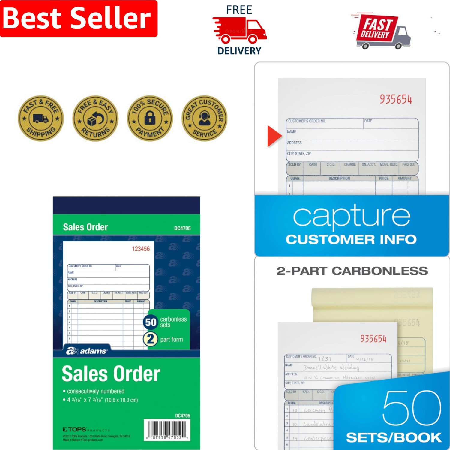 Customizable 2-Part Carbonless Order Book with Wrap-Around Cover – 50 Sets