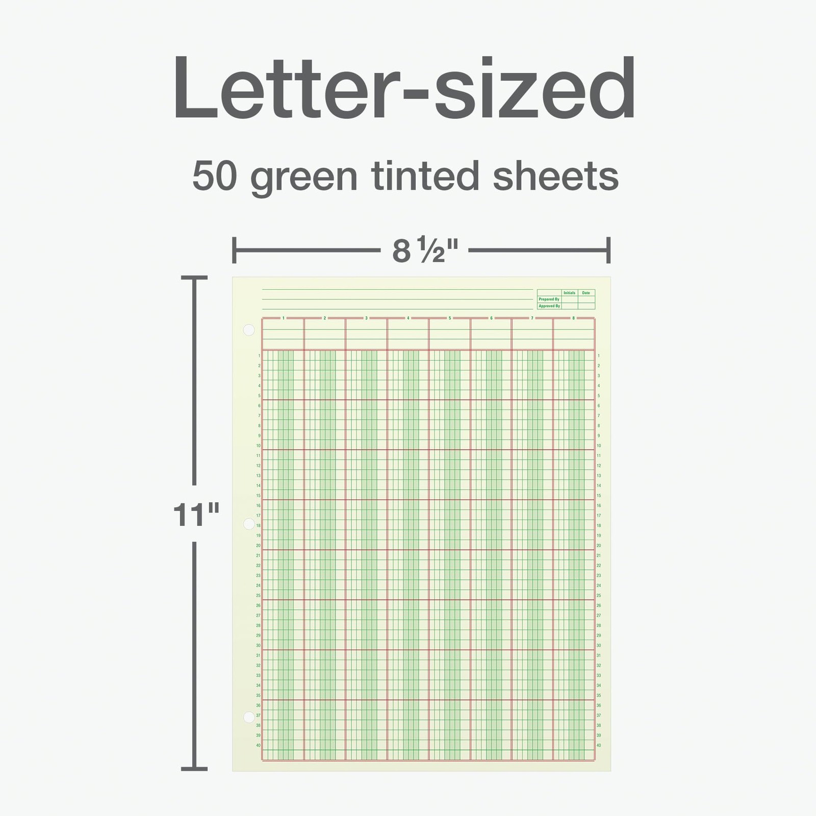 Adams Columnar Analysis Pad, 8 Column Ledger, 8.5″ x 11″, 100 Pages (50 Green
