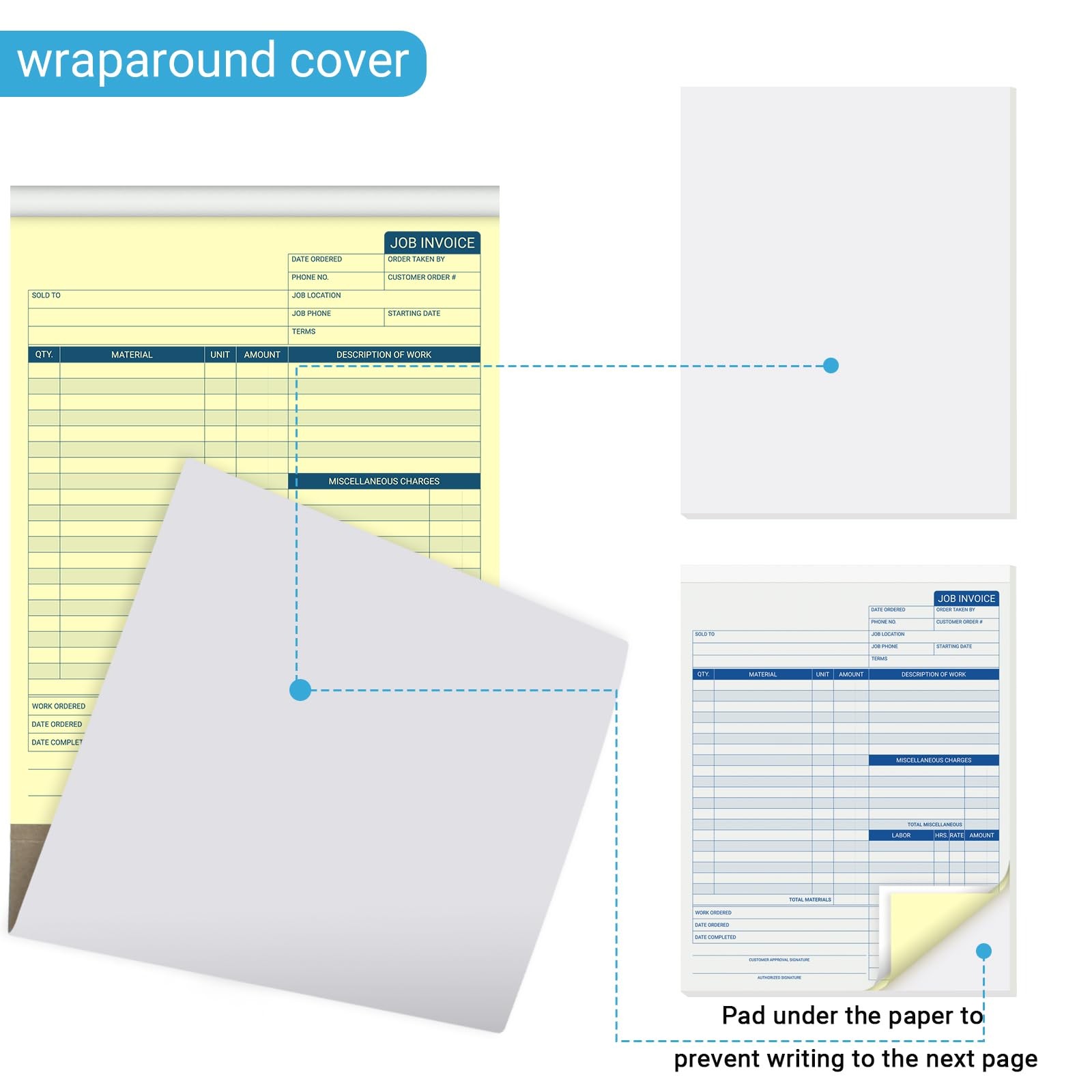 150 Sets Job Invoice Forms, 2 Part Carbonless, 8.5X11 Inch Numbered Labor and…
