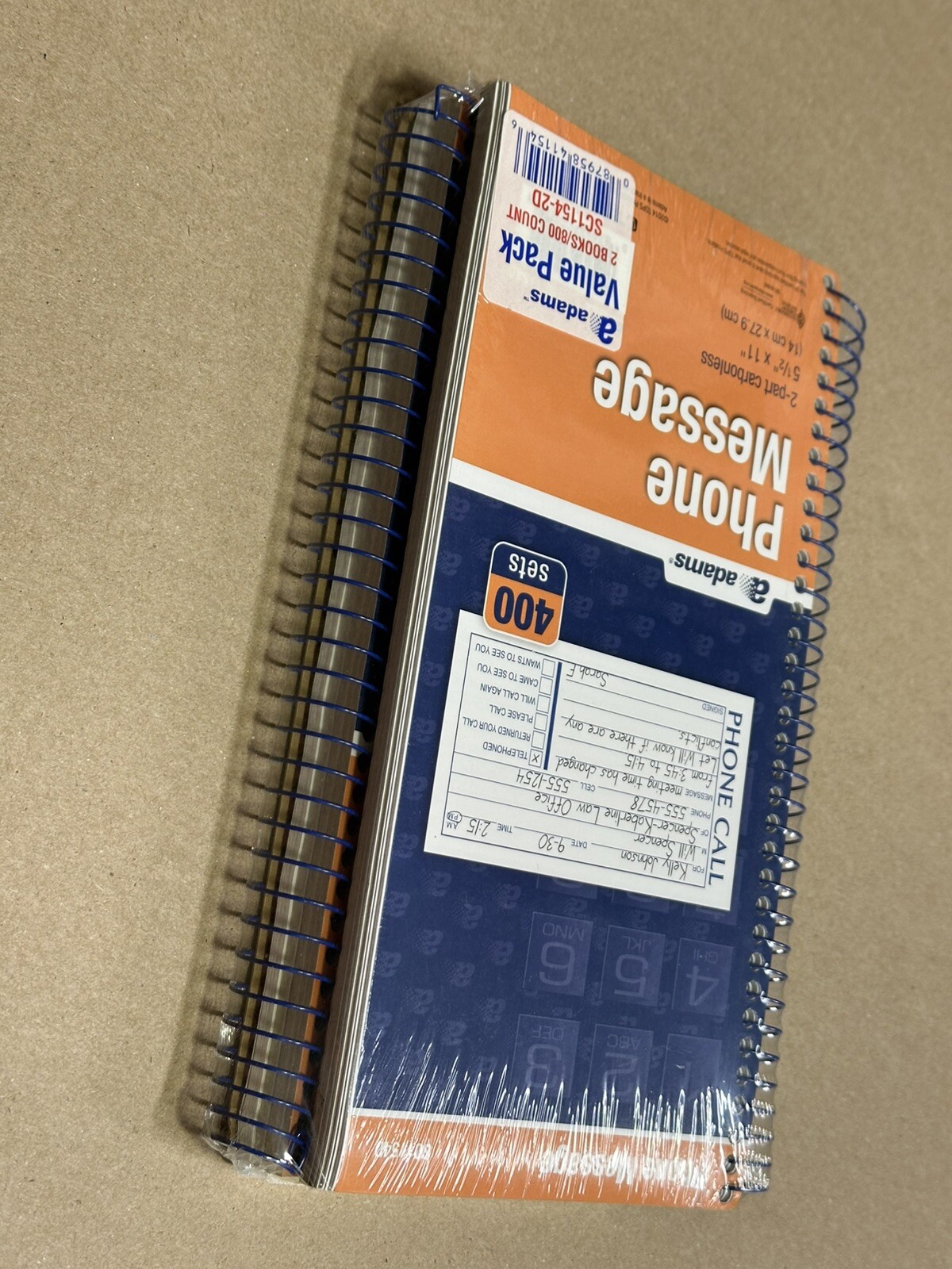 ADAMS PHONE MESSAGE VALUE PACK 2 BOOKS 800 COUNT 2-PART CARBONLESS (SEALED)
