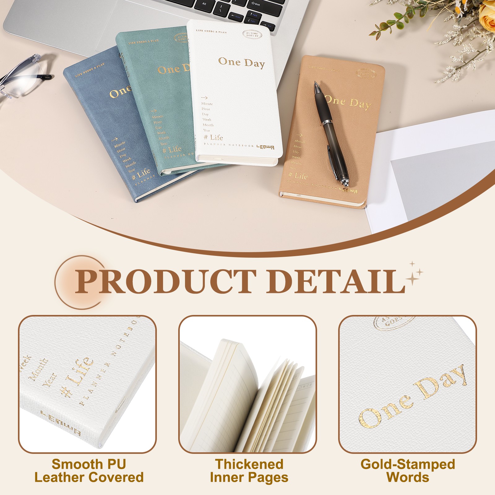 Daily Planner Notebook, 7 x 3.8″ to Do Notebook, White