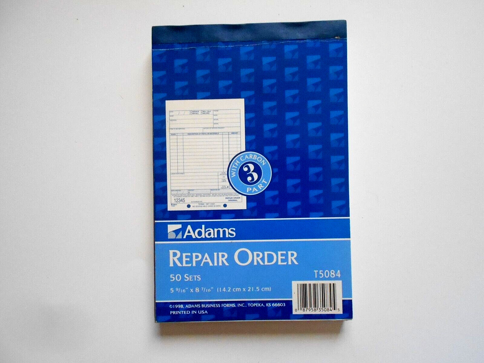 Adams Repair Order Pad 2-Part White/White No. T5084 -35 Sets in Pad
