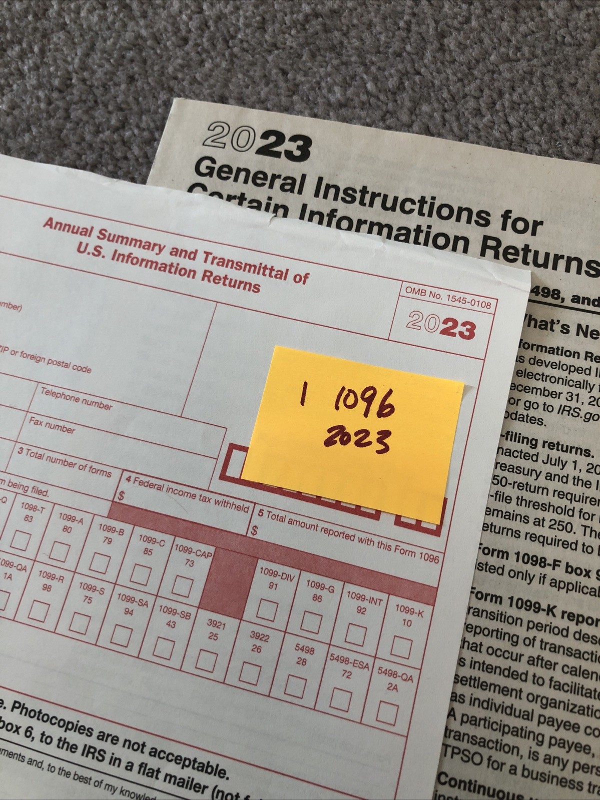 IRS 1096 Tax Form 10-pack: Five 2021 + Four 2022 + One 2023 + 4Instruction Books