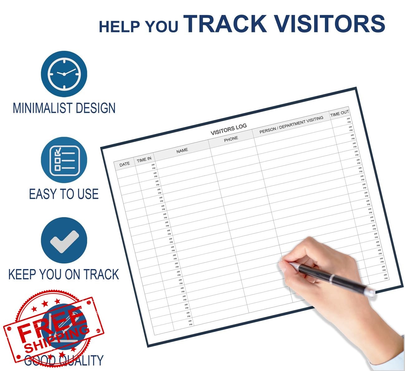 Tuun Fuplan Visitor Register Book Blue Hardbound 9″x7″ 120 Pages