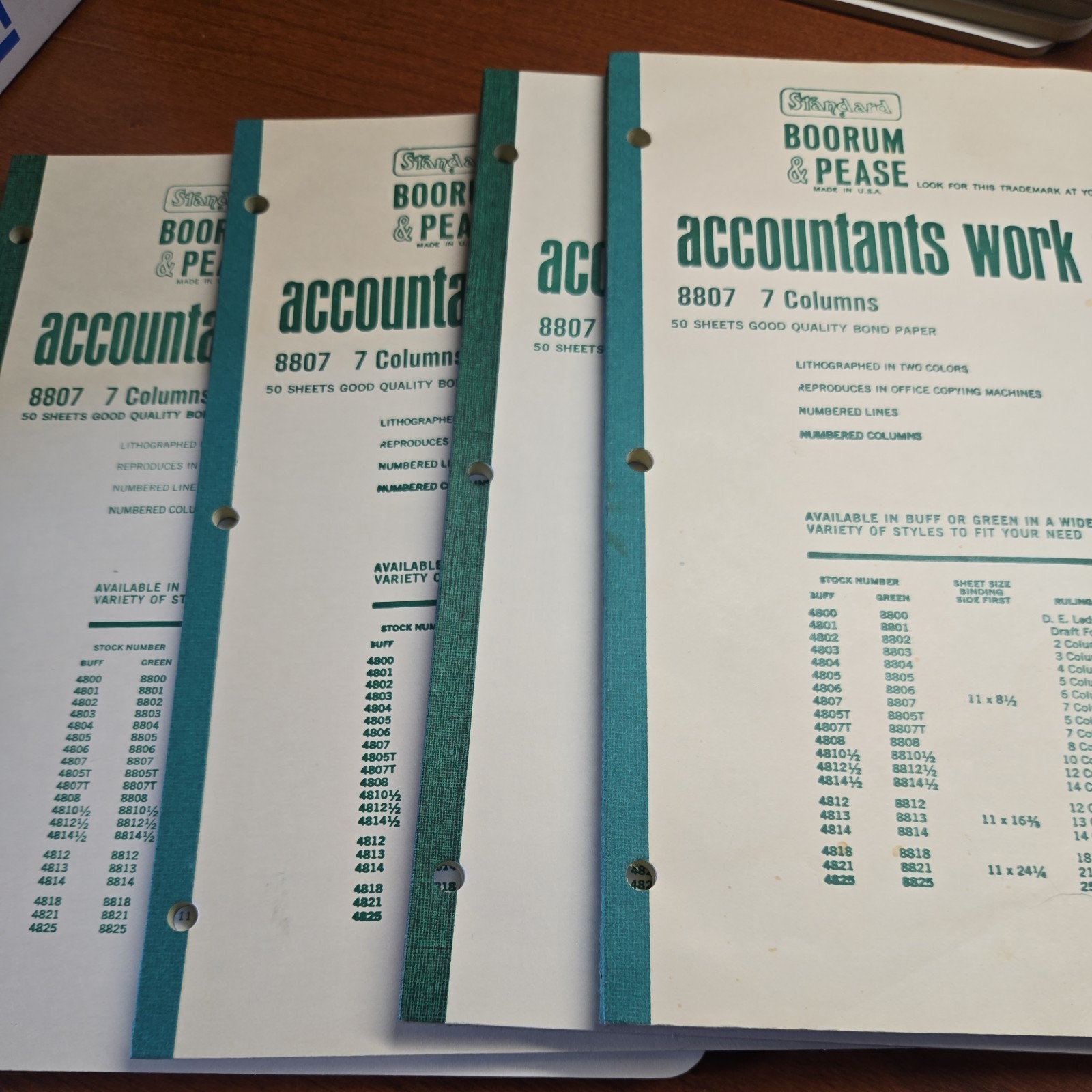 Boorum & Pease 8807 Accountants Work Sheet Pad 6 Columns 8.5×11 NEW VTG 10 Pads