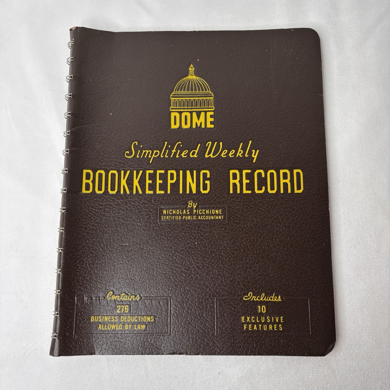 Dome Bookkeeping Record Brown Vinyl Cover 128 Pages 8 1/2 x 11 Pages 600