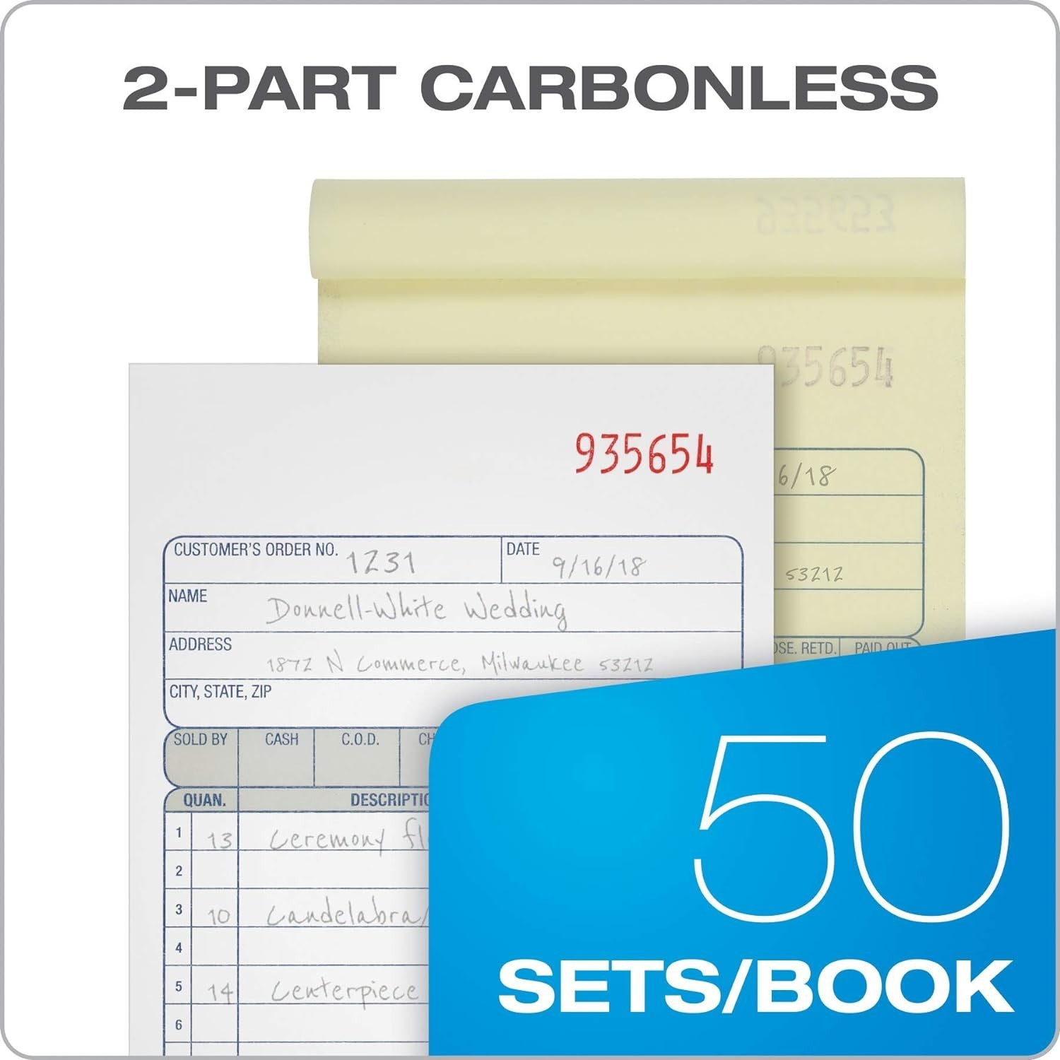 Adams DC4705 – Carbonless 2-Part Sales Book, 4 3/16″ x 7 3/16″ – 6 PACK NIB