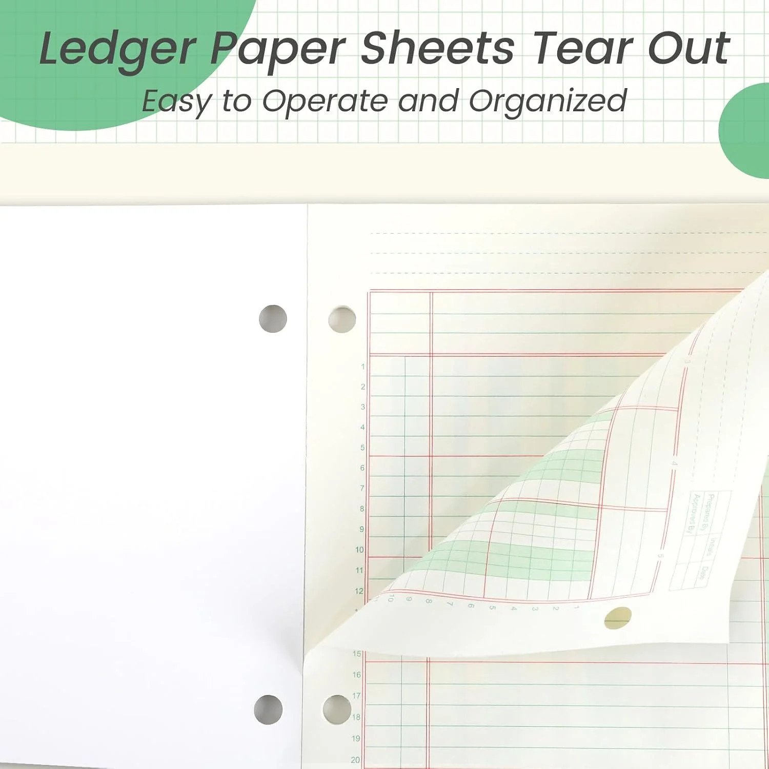 gisgfim 2 Pads 100 Sheets Columnar Analysis Pad 3 Hole Punch Accounting Ledger B