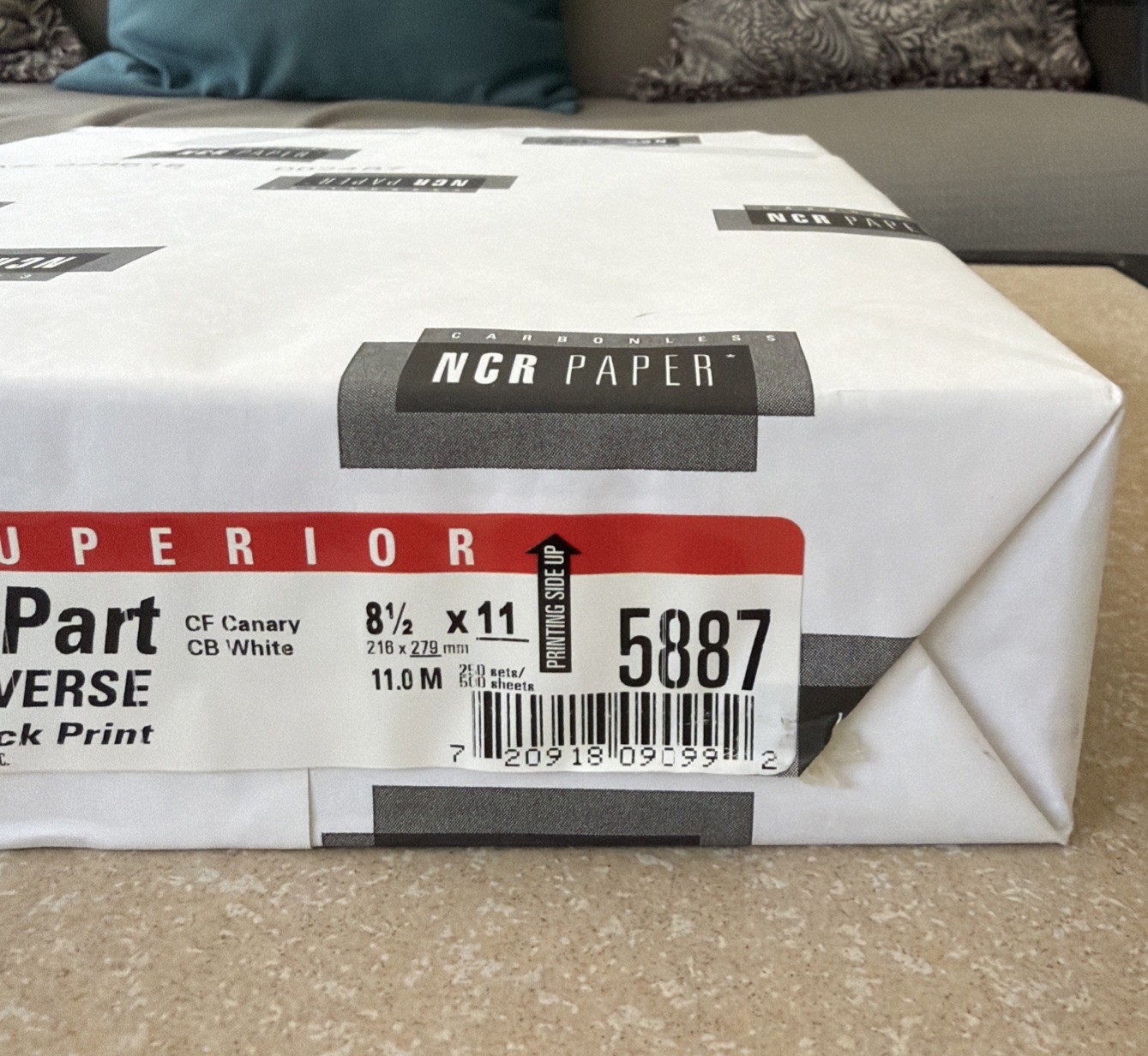 250 Sets NCR Paper 5887 Collated 2 Part White Canary 8.5 x 11 Carbonless Sheets