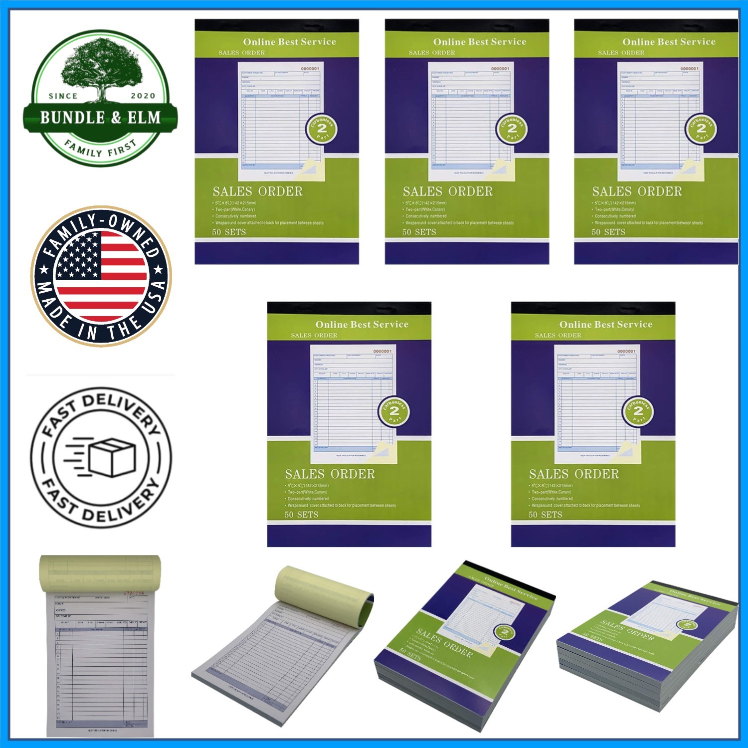 Large Sales Order Receipt Book with 50 Sets, Carbonless and Consecutive Numbers
