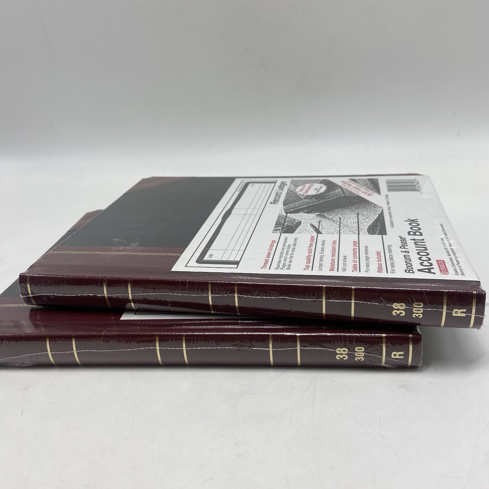 (2) Boorum & Pease Account Book Record Ledger Black/Red 300 Pages 38-300-R