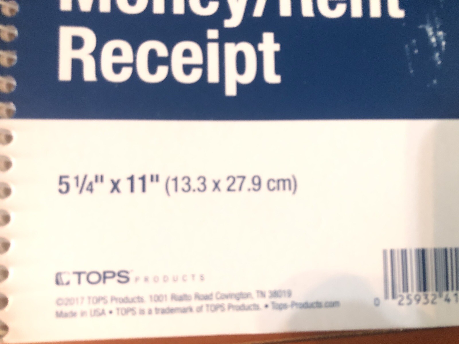 Tops Money Rent Receipt Book, 2 Part Carbonless, 7 5/8″ x 11″ Spiral 200 Sets