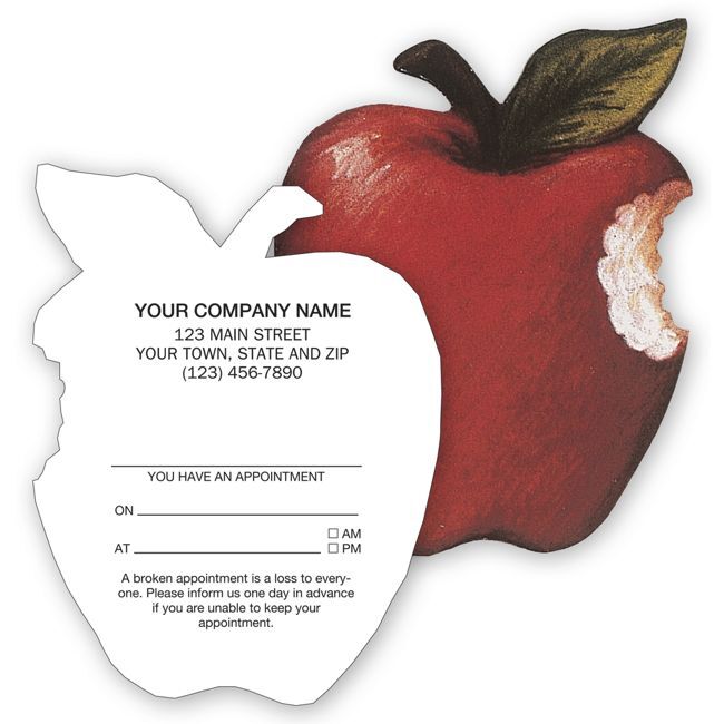 5Forms 29189-AA Die Cut Apple Shaped Appointment Card 3 1/2 x 2 1/2″