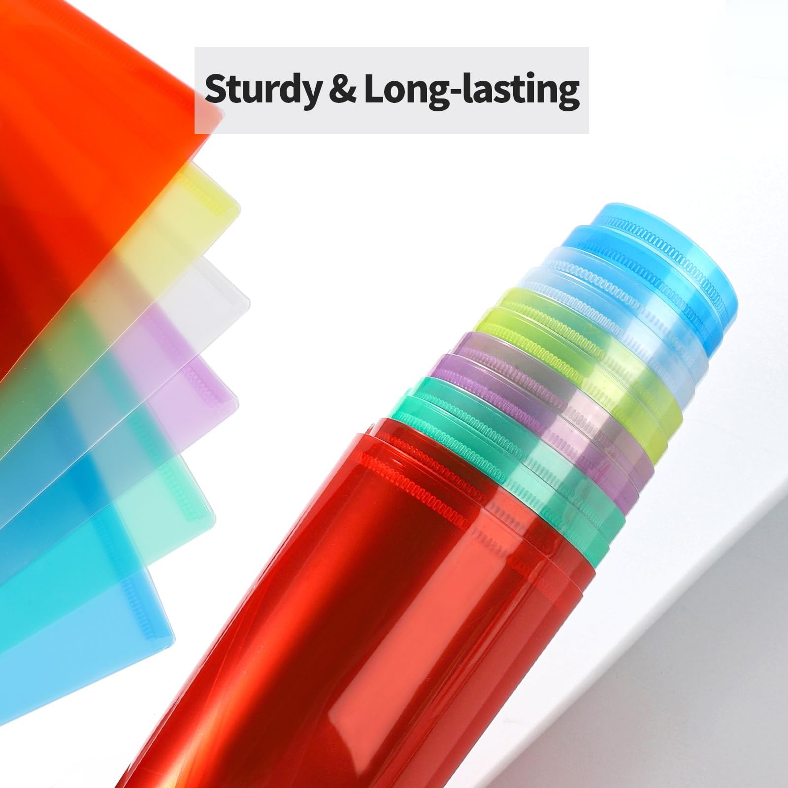 LEOBRO Plastic File Folders for Documents, 6 PCS Envelopes, Rainbow