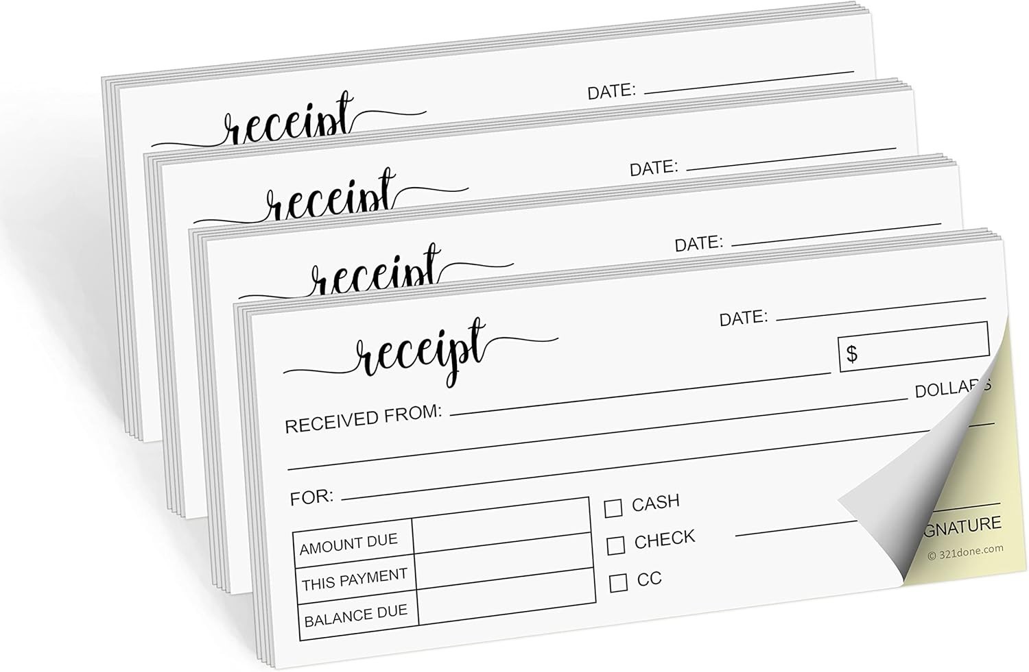 Receipt Book Carbonless 4-Pack Small Business Invoice and Sales Record
