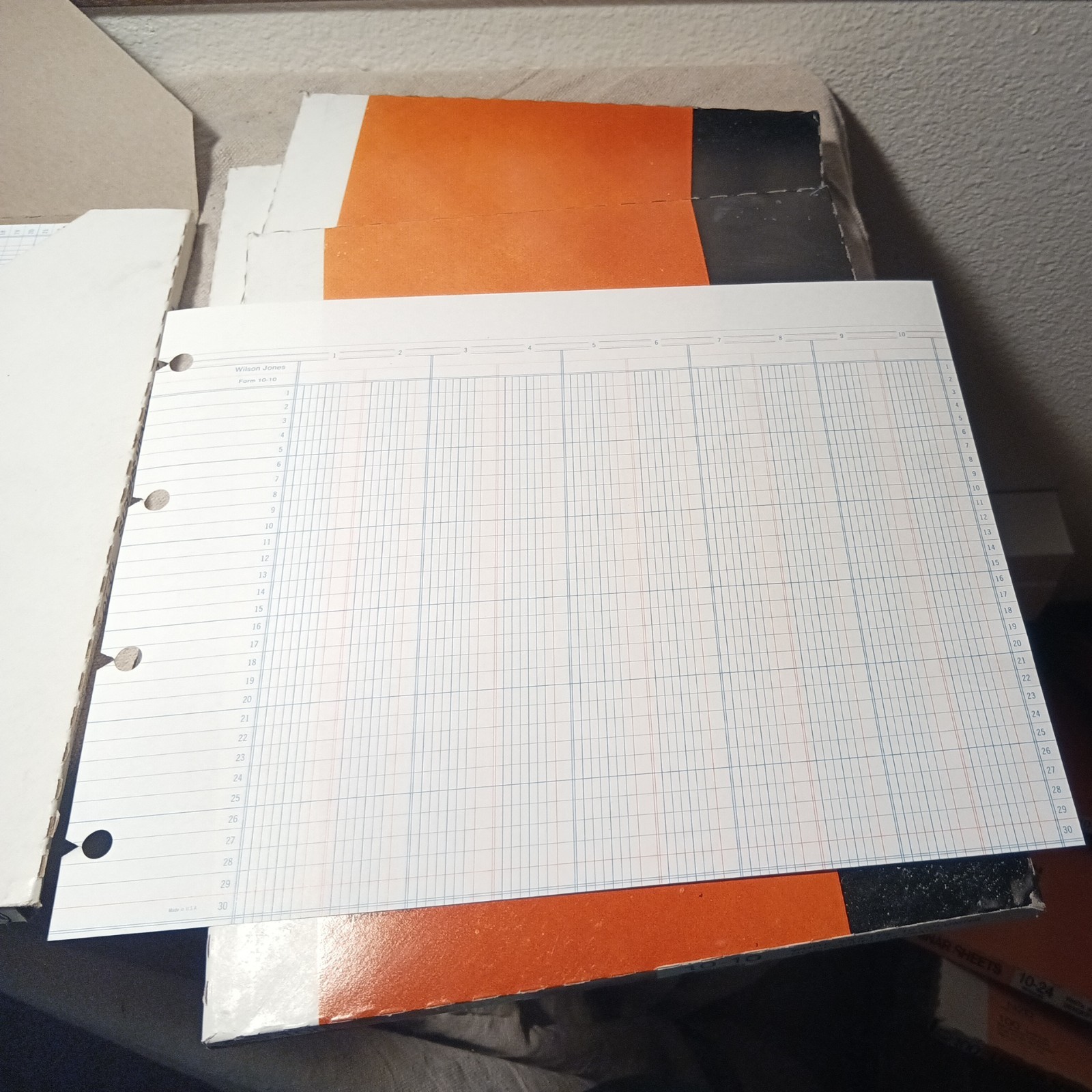 Wilson Jones 100-10-10 Column Sheets 9 1/4 x 11 7/8 Post Binder Vintage