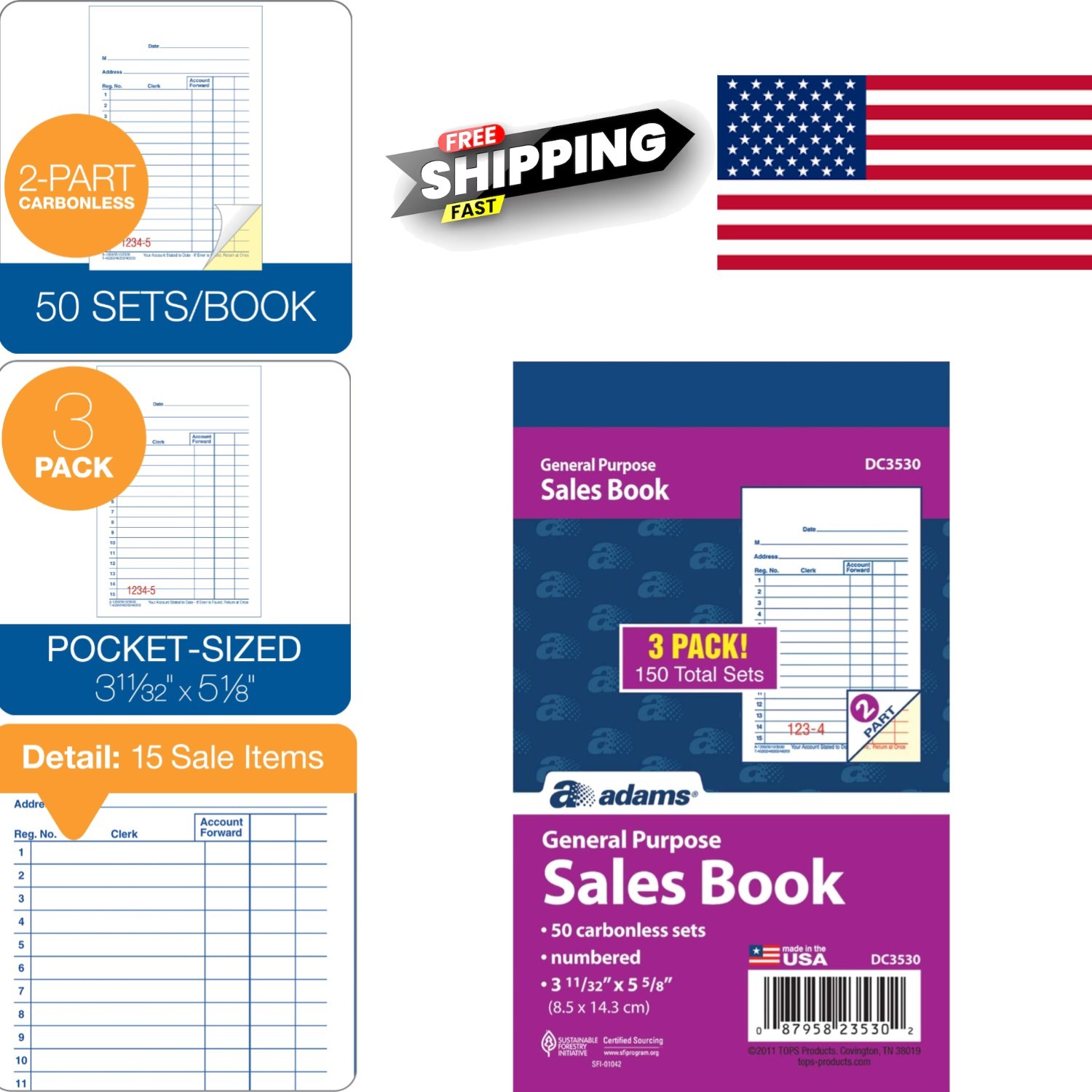 2 Part Carbonless Sales Book 50 Sets White Canary Perfect for Small Business