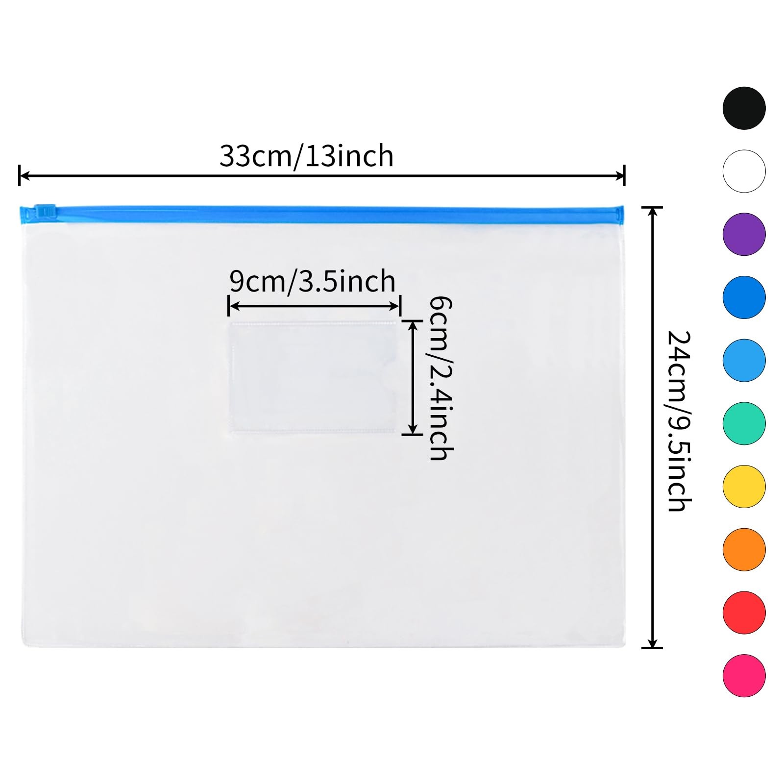 EOOUT 24pcs Plastic Envelopes Poly Zip Files Zipper 10 Colors