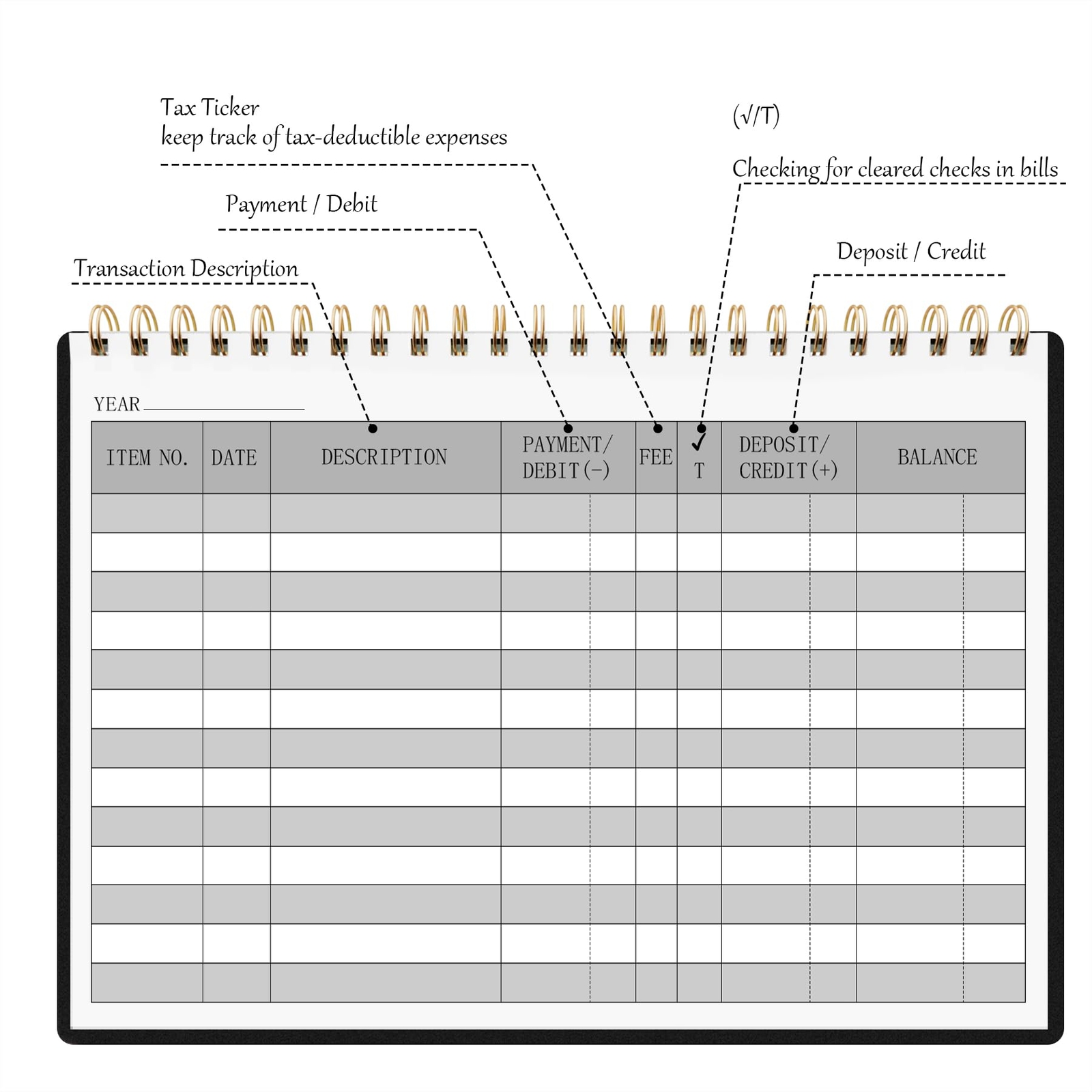 Check Registers for Personal Checkbook, Transaction Expense Ledger Log Book