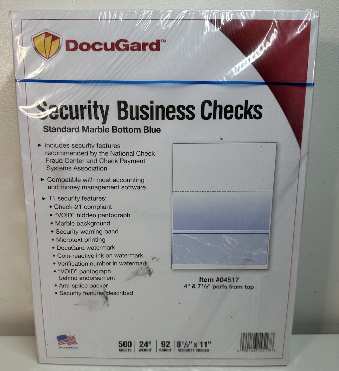 DOCUGARD SECURITY BUSINESS CHECKS – 04517 -500 Sheets Marble Blue-