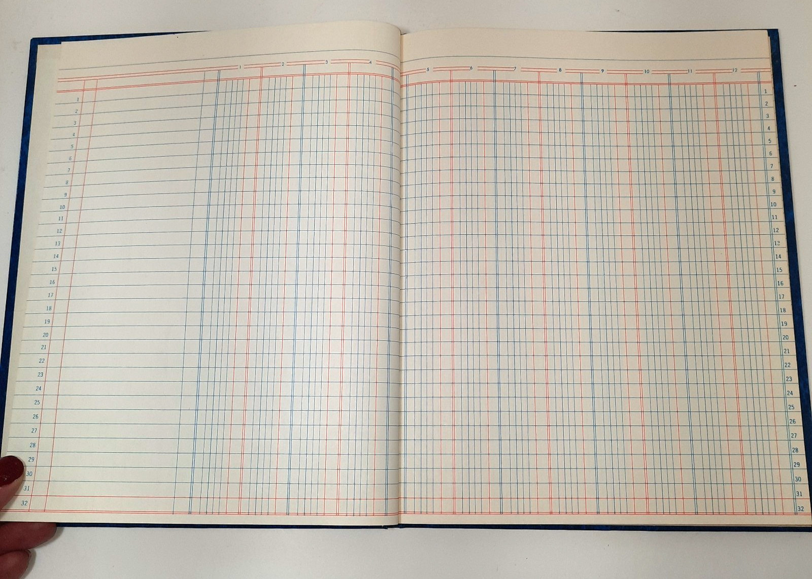 Vintage Blue Marbled 12 Columns Columnar Book Standard Boorum & Pease Company
