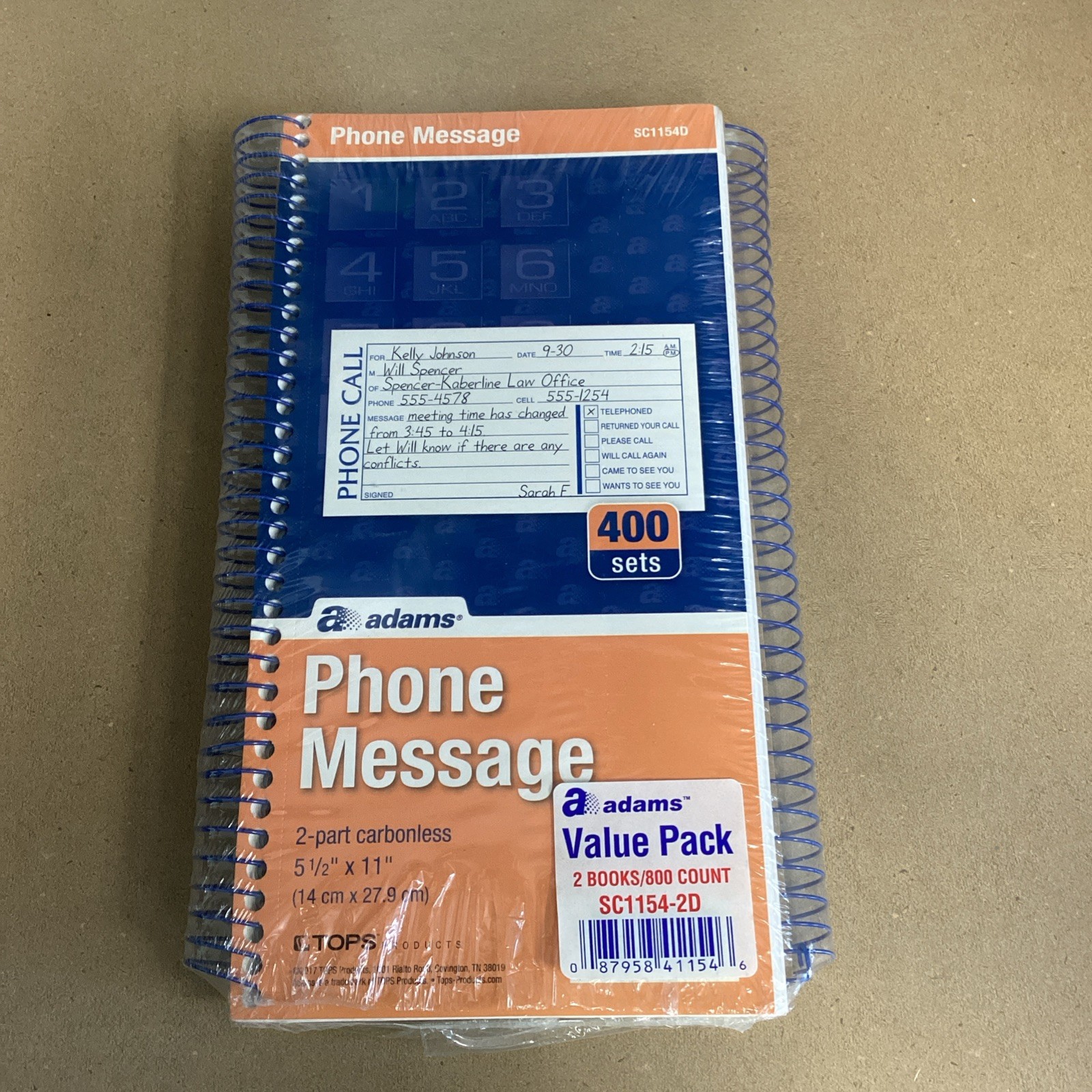 Adams Phone Message Value Pack 2 Books 800 Count Carbonless SC1154-2D