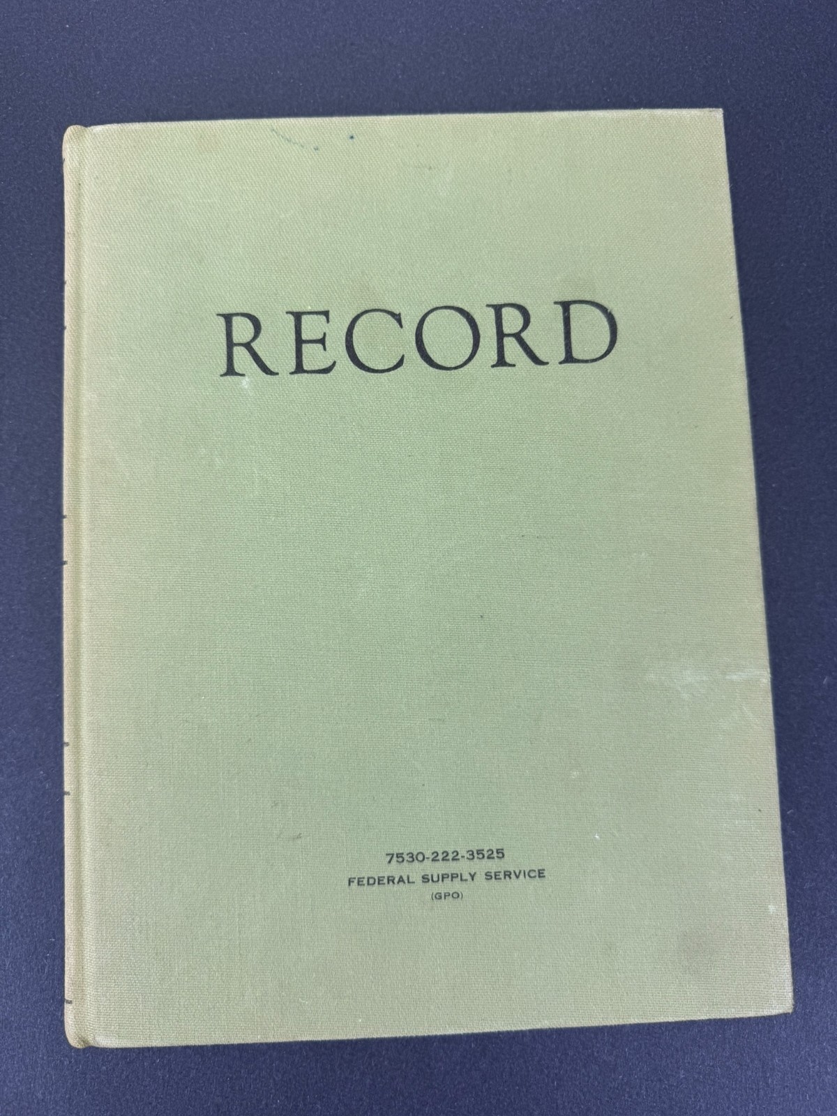 Vintage Federal Supply Service RECORD Log Memorandum Book 10.5 x 8″ Green USED