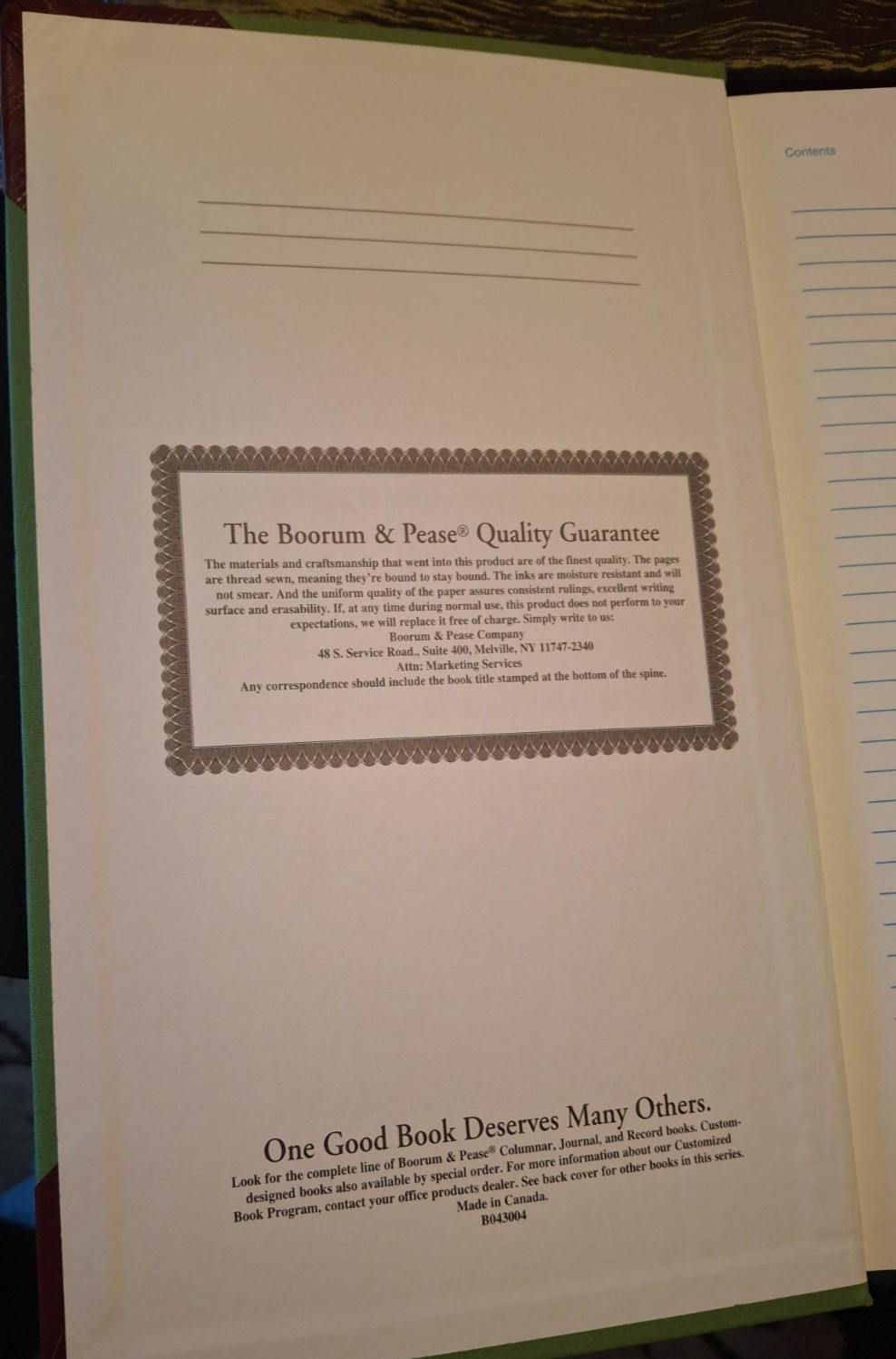 Boorum & Pease Record Keeping/Account Book Record Rule Green/Red 300 Pages